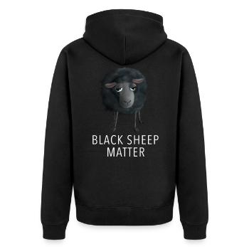 Süßes Schaf - Black Sheep Matter - Unisex Premium Bio Zip Hoodie - Schwarz - Hinten - Nico (187cm)