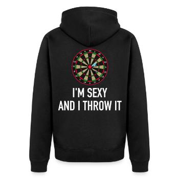 Dart je suis sexy et je le jette - Veste à capuche bio Premium Unisexe - noir - Dos - Nico (187cm)