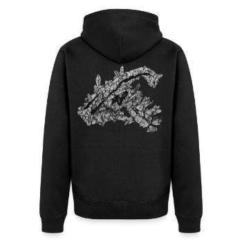 Schwarzweiss-Kristallparasaurolophus - Unisex Premium Bio Zip Hoodie - Schwarz - Hinten - Nico (187cm)