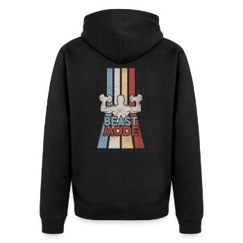 Workout Retro Fitness Training Gym Vintage - Unisex Premium Organic Zip Hoodie - black - Back - Nico (187cm)