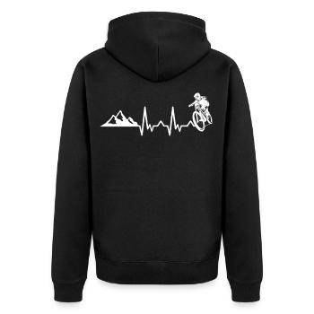 heartbeat mountains bicycle bike downhill gift - Unisex Premium Organic Zip Hoodie - black - Back - Nico (187cm)