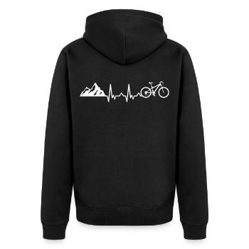 heartbeat mountains bicycle bike downhill gift - Unisex Premium Organic Zip Hoodie - black - Back - Nico (187cm)