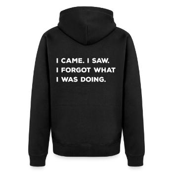 I came I saw I forgot what I was doing - Unisex Premium Organic Zip Hoodie - black - Back - Nico (187cm)