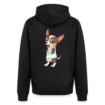 Chihuahua j'aime maman coeur pour un - Veste à capuche bio Premium Unisexe - noir - Dos - Nico (187cm)