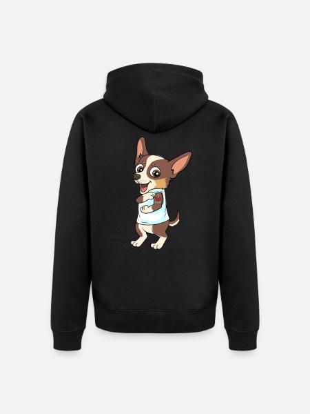 Chihuahua amo a mamá corazón para uno - Chaqueta con capucha prémium ecológica unisex - negro