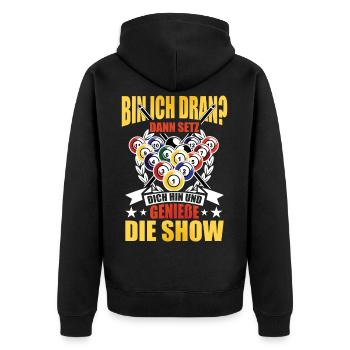 Billard Pool Snooker für einen Billard Spieler - Unisex Premium Bio Zip Hoodie - Schwarz - Hinten - Nico (187cm)