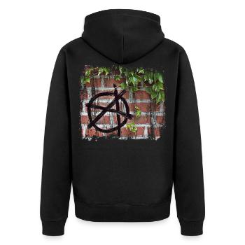 anarchie - Unisex Premium Bio Zip Hoodie - Schwarz - Hinten - Nico (187cm)