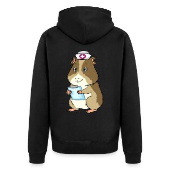 Infirmière de cochon d'Inde habillée - Veste à capuche bio Premium Unisexe - noir - Dos - Nico (187cm)