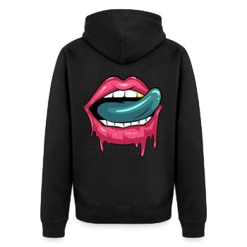Zombie mort-vivants bouche langue rouge à lèvres conception - Veste à capuche bio Premium Unisexe - noir - Dos - Nico (187cm)