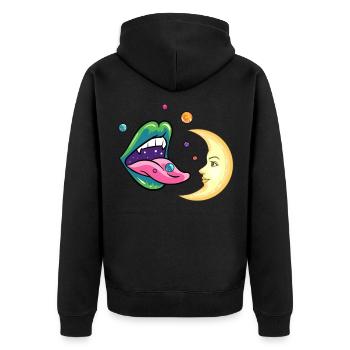 Planeten und der Mond Design für einen Planten - Unisex Premium Bio Zip Hoodie - Schwarz - Hinten - Nico (187cm)