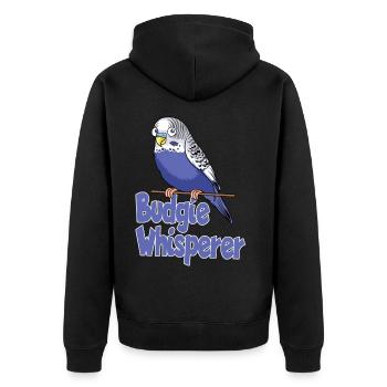 Budgie Whisperer Budgie Whisperer design - Unisex Premium Organic Zip Hoodie - black - Back - Nico (187cm)