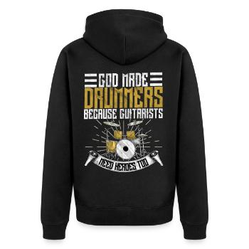 Drums - Unisex Premium Organic Zip Hoodie - black - Back - Nico (187cm)
