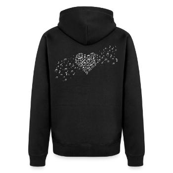 Notes de musique de coeur j'aime la musique - Veste à capuche bio Premium Unisexe - noir - Dos - Nico (187cm)