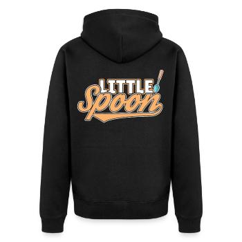 Big Spoon Little Spoon Matching Couple Schlaf - Unisex Premium Bio Zip Hoodie - Schwarz - Hinten - Nico (187cm)