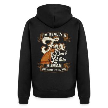 Fuchs - Unisex Premium Bio Zip Hoodie - Schwarz - Hinten - Nico (187cm)