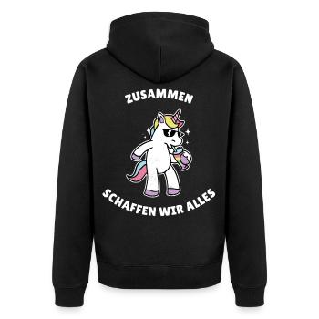 Together we can do anything but stay sober - Unisex Premium Organic Zip Hoodie - black - Back - Nico (187cm)