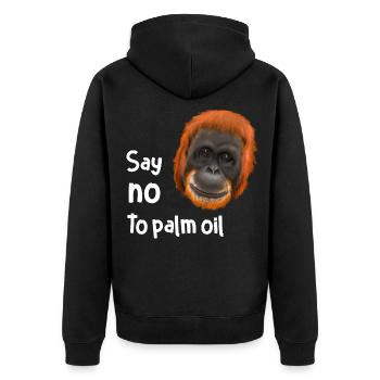 Monkey Ape Orang Utan - say no to palm oil - Unisex Premium Organic Zip Hoodie - black - Back - Nico (187cm)