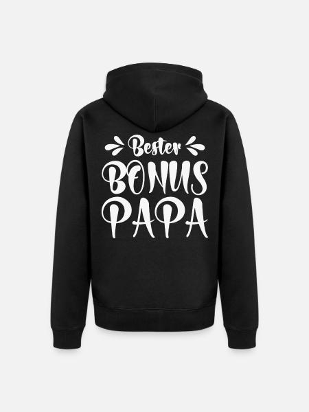 Bester Bonus Papa - Unisex Premium Bio Zip Hoodie - Schwarz