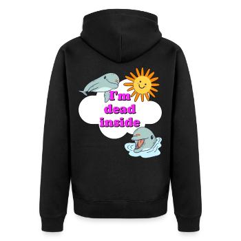 i am dead inside - Unisex Premium Bio Zip Hoodie - Schwarz - Hinten - Nico (187cm)