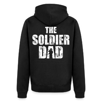 Soldats. Père. Soldat. Forces armées. - Veste à capuche bio Premium Unisexe - noir - Dos - Nico (187cm)