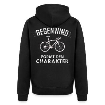 Rennrad Fahrrad Bike Geschenk - Unisex Premium Bio Zip Hoodie - Schwarz - Hinten - Nico (187cm)