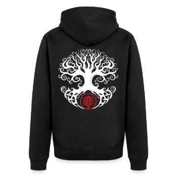 Wikinger Yggdrasil - Weltenbaum - Lebensbaum - Unisex Premium Bio Zip Hoodie - Schwarz - Hinten - Nico (187cm)
