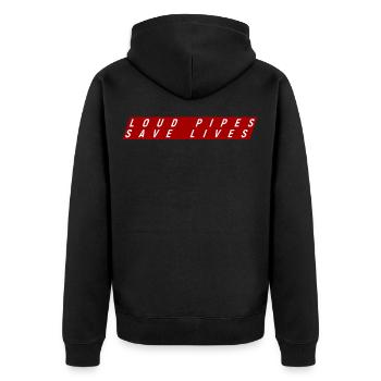 loud pipes save lives motorrad fan biker tuner - Unisex Premium Bio Zip Hoodie - Schwarz - Hinten - Nico (187cm)
