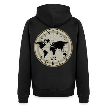 Vintage Shirt, Pillow, Women, Globe, Cup - Unisex Premium Organic Zip Hoodie - black - Back - Nico (187cm)