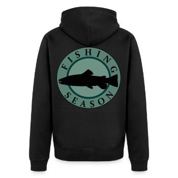 Fishing, Fishing Hook, Men, Funny, Fishing, Fish - Unisex Premium Organic Zip Hoodie - black - Back - Nico (187cm)