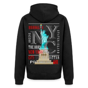 New York City NYC USA America Statue of Liberty - Unisex Premium Organic Zip Hoodie - black - Back - Nico (187cm)