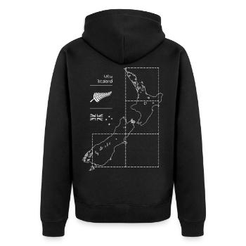 Neuseeland moderne Streetwear Ästhetik Kiwi Maori - Unisex Premium Bio Zip Hoodie - Schwarz - Hinten - Nico (187cm)