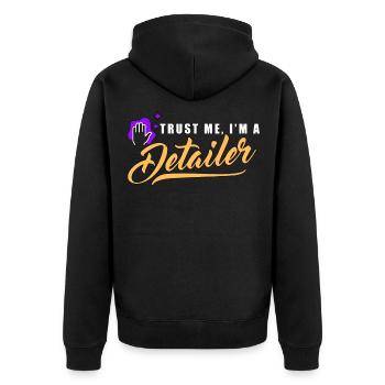 Trust Me I'm A Car Detailer - Unisex Premium Bio Zip Hoodie - Schwarz - Hinten - Nico (187cm)