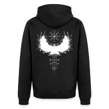 Viking Aegishjalmur Helmet of Awe Terror - Unisex Premium Organic Zip Hoodie - black - Back - Nico (187cm)
