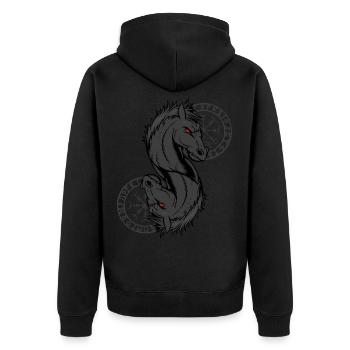 Viking Helm of Awe Odin Sleipnir Aegishjalmur - Unisex Premium Organic Zip Hoodie - black - Back - Nico (187cm)