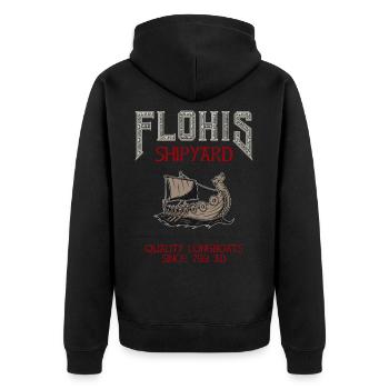 Flokis Shipyard - Viking Longboat - Veste à capuche bio Premium Unisexe - noir - Dos - Nico (187cm)