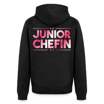 Junior chefin - Im Haus bin ich der boss geschenk - Unisex Premium Bio Zip Hoodie - Schwarz - Hinten - Nico (187cm)