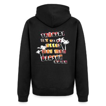 Witziger Spruch - Unisex Premium Bio Zip Hoodie - Schwarz - Hinten - Nico (187cm)