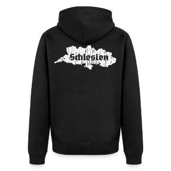 Schlesien Karte T Shirt - Unisex Premium Bio Zip Hoodie - Schwarz - Hinten - Nico (187cm)