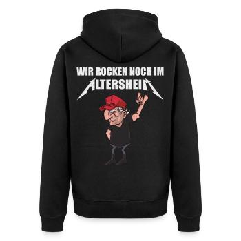 Wir Rocken Noch Im Altersheim Altrocker - Unisex Premium Bio Zip Hoodie - Schwarz - Hinten - Nico (187cm)