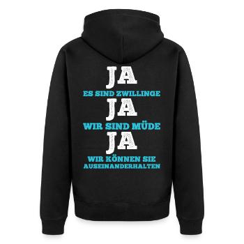 Vater Papa von Zwillingen Zwillingspapa Papa - Unisex Premium Bio Zip Hoodie - Schwarz - Hinten - Nico (187cm)