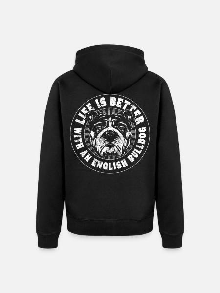 English Bulldog - Unisex Premium Organic Zip Hoodie - black