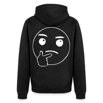 Emoji nachdenken Skizze weiß - Unisex Premium Bio Zip Hoodie - Schwarz - Hinten - Nico (187cm)
