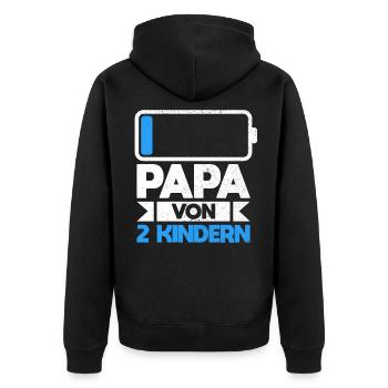 Papa von 2 Kindern zweifacher Vater Zwillingspapa - Unisex Premium Bio Zip Hoodie - Schwarz - Hinten - Nico (187cm)