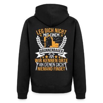 Brunnenbauer Brunnenbau Bohrgeräteführer Tiefbau - Unisex Premium Bio Zip Hoodie - Schwarz - Hinten - Nico (187cm)