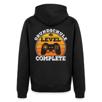 Grundschule Grundschüler Abschluss Abgänger - Unisex Premium Bio Zip Hoodie - Schwarz - Hinten - Nico (187cm)