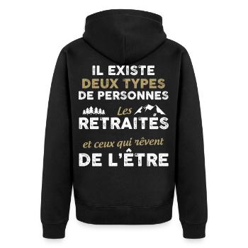 Homme retraite humour idée cadeau retraité - Veste à capuche bio Premium Unisexe - noir - Dos - Nico (187cm)