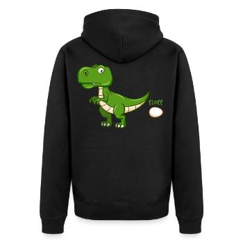 PLOPP T-Rex - Unisex Premium Bio Zip Hoodie - Schwarz - Hinten - Nico (187cm)