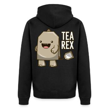 Tea Rex - Unisex Premium Bio Zip Hoodie - Schwarz - Hinten - Nico (187cm)