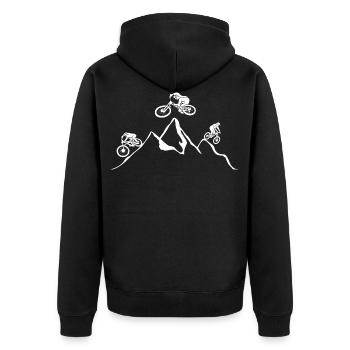 mtb mountain bike downhill biker bike gift - Unisex Premium Organic Zip Hoodie - black - Back - Nico (187cm)