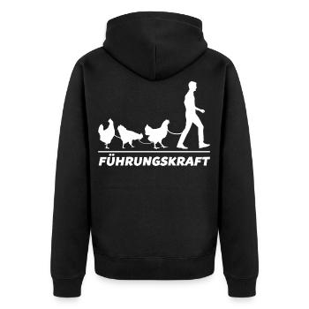 Führungskraft - Unisex Premium Bio Zip Hoodie - Schwarz - Hinten - Nico (187cm)